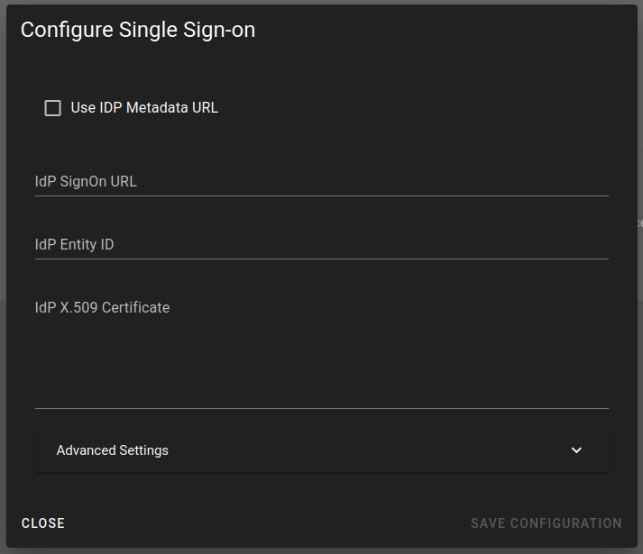 Empty configuration form