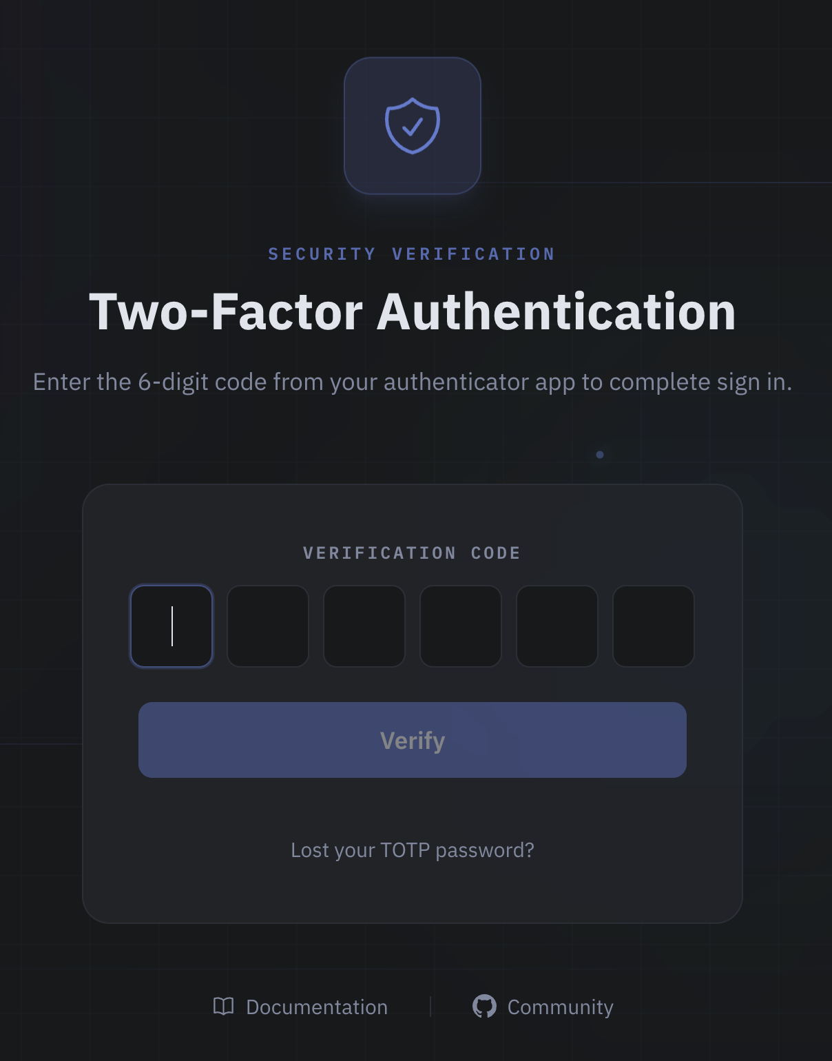 Login requiring 6-digit code