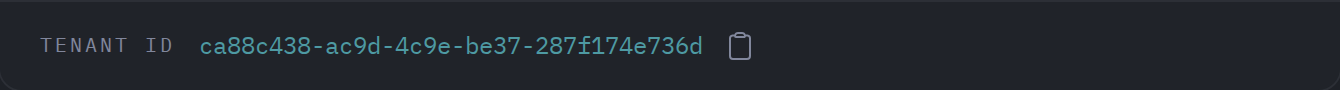 The Tenant ID setting, with the control that copies it
